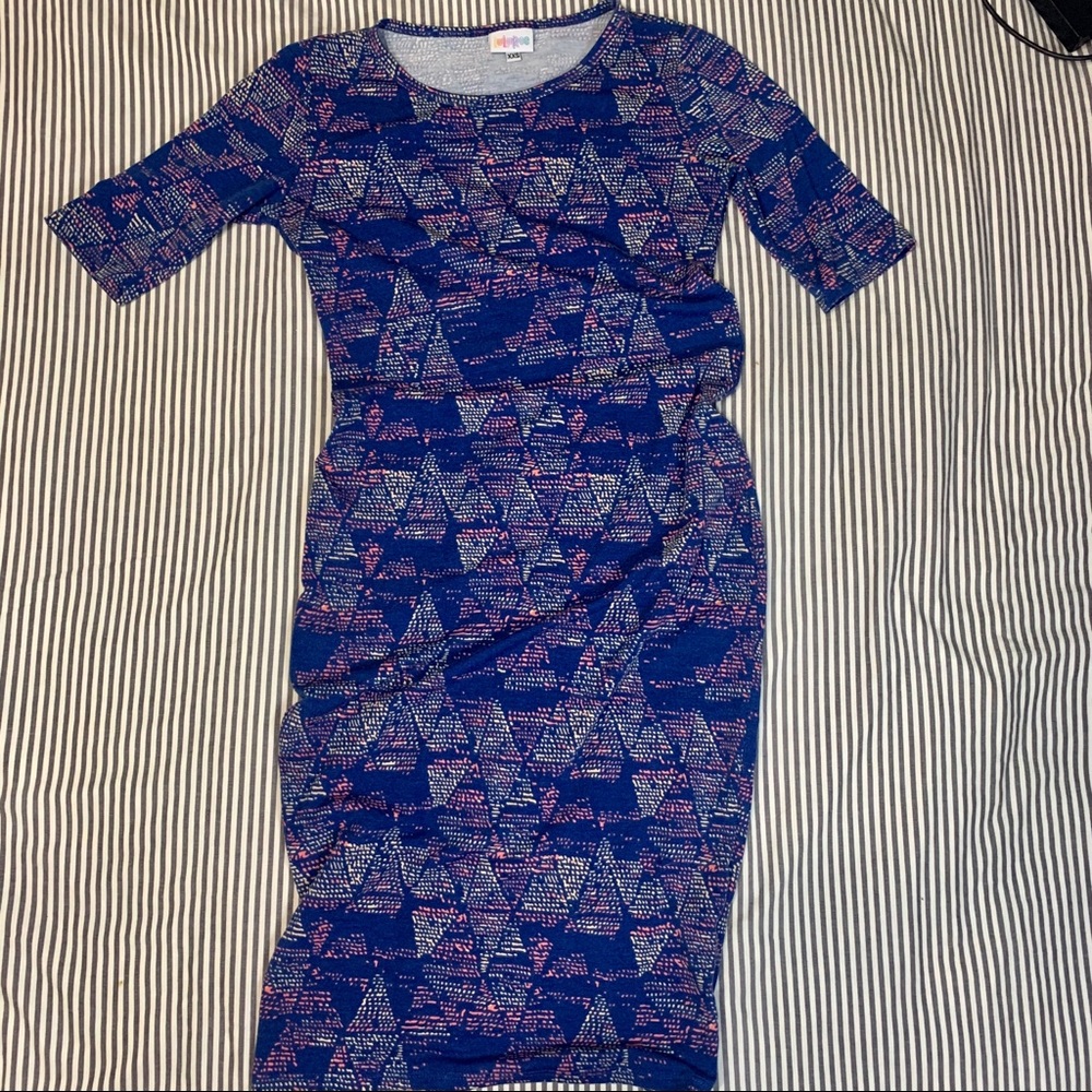 LuLaRoe - rare pattern Blue Julia bodycon Dress